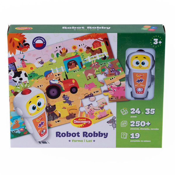 Puzzle interaktywne, dźwiękowe, Robot Robby, Farma i Las, Dumel Discovery
