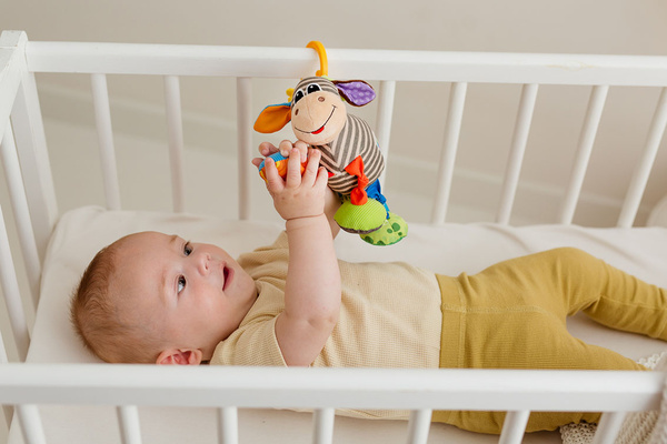 Zawieszka do wózka Łoś Alek z wibracją i gryzakiem, 0 m+, Balibazoo