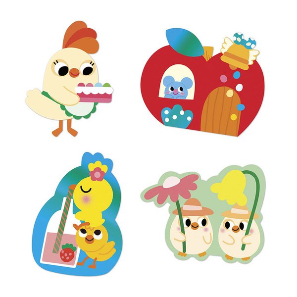 Zestaw kreatywny - książeczka z naklejkami Wiosna, dla dzieci, 18 m+, Janod