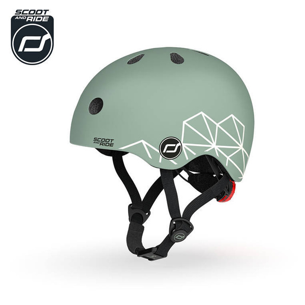 Zestaw: Scoot and Ride Kask dla dzieci 1-5 lat rozm. XXS-S, kolor: Green Lines + ochraniacze rozm. XXS, kolor: Black
