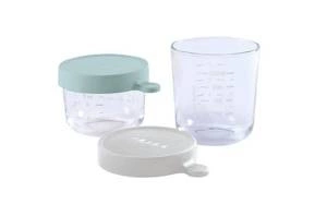 Beaba Zestaw pojemników słoiczków szklanych z hermetycznym zamknięciem 150 + 250 ml airy green i light mist