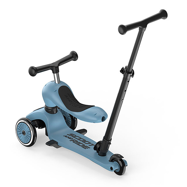 Scoot and Ride HK1 Push and Go 2w1 jeździk i hulajnoga dla dzieci 1-5 lat, kolor: Steel