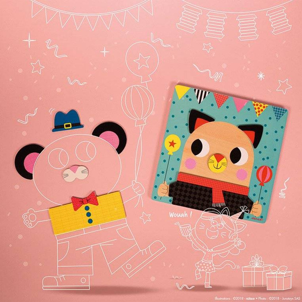 Układanka drewniana magnetyczna Zwierzątka 2+, Janod