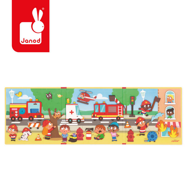 Układanka Magnetyczna Strażacy Magneti'stories dla dzieci 3+, Janod