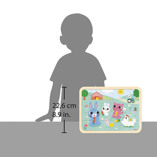 Puzzle drewniane Farma - układanka 24 elementy dla dzieci, 3 lata +, Janod