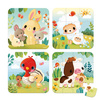 Puzzle progresywne w walizce Zwierzątka na farmie 4 układanki – 6, 9, 12 i 16 elementów 2+ Janod