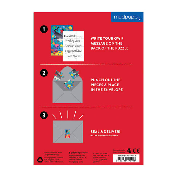 Puzzle-kartka z życzeniami Rekin 12 elementów 3+, Mudpuppy
