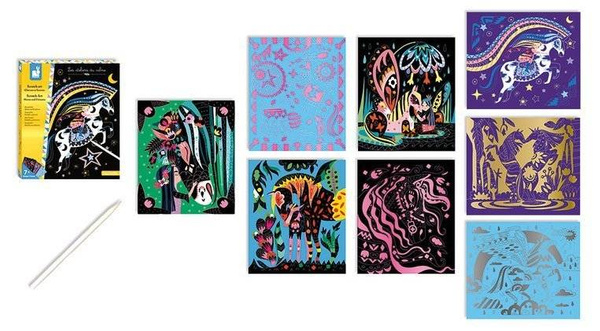 Zestaw kreatywny Do zdrapywania Konie i jednorożce 7+, Janod