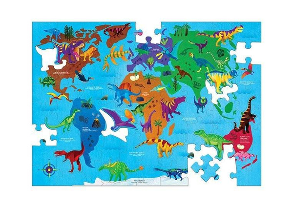 Puzzle Świat dinozaurów z elementami w kształcie dinozaurów 80 elementów 5+, Mudpuppy
