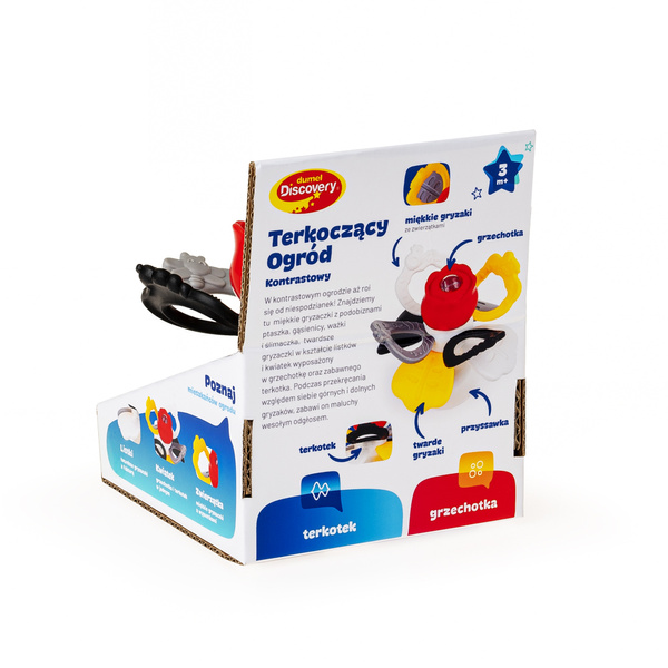 Zabawka sensoryczna - Terkoczący Ogród, kontrastowy, dla dzieci, 3m+, Dumel