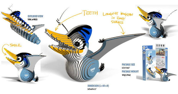 Układanka Puzzle 3D Dinozaur Ptero - zestaw kreatywny 6 lat+, Eugy