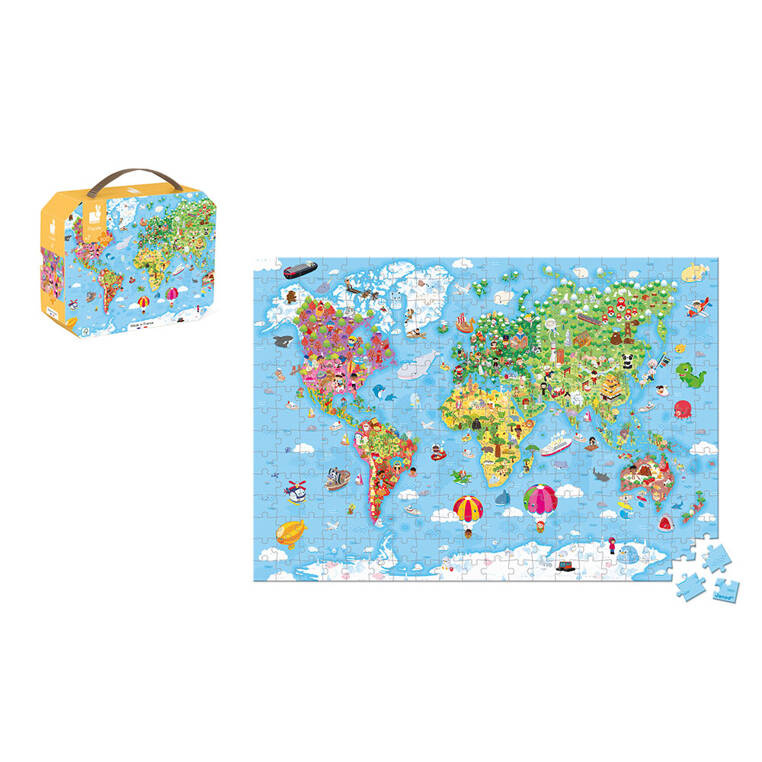Puzzle Ogromna mapa świata Janod – kolorowe puzzle mapa świata