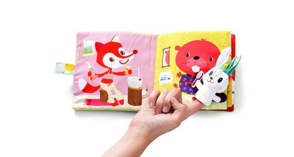 Książeczka z mini-pacynką wielofunkcyjna Królik dentysta 6 m+, Lilliputiens