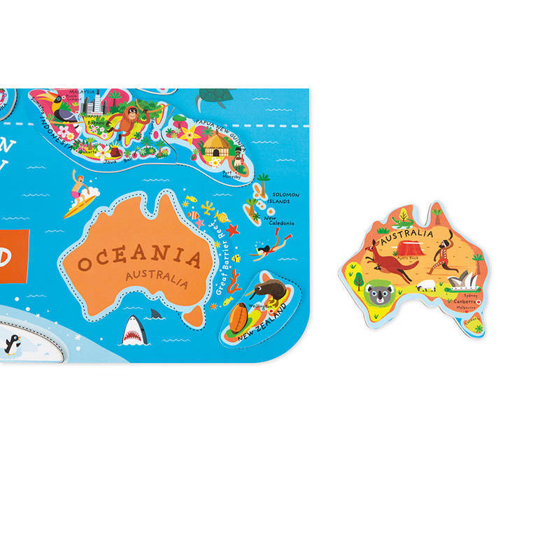 Puzzle magnetyczne Mapa świata Janod – kolorowe puzzle edukacyjne