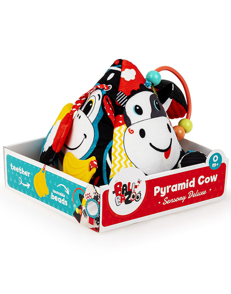 Zabawki sensoryczne - Piramidka Kontrastowa Krowa Deluxe, 0 m+. Balibazoo