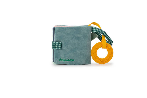 Miękka mini-książeczka wielofunkcyjna z silikonowym gryzakiem Smok Joe 6 m+, Lilliputiens