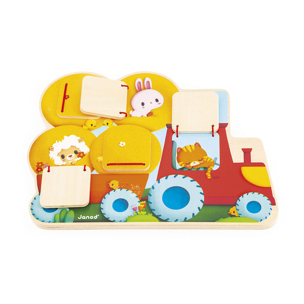 Drewniana tablica szukaj i znajdź Traktor Farma dla dzieci, 12m+, Janod