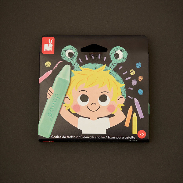 Zestaw kreatywny - Kreda chodnikowa 6 kolorów, dla dzieci, 3 lata+, Janod