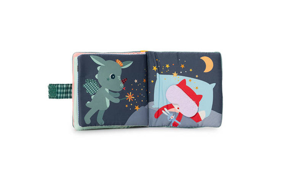 Miękka mini-książeczka wielofunkcyjna z silikonowym gryzakiem Smok Joe 6 m+, Lilliputiens