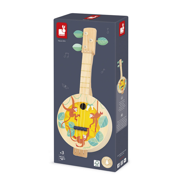 Gitara / Banjo - drewniany instrument muzyczny dla dzieci, 3 lata+, Janod