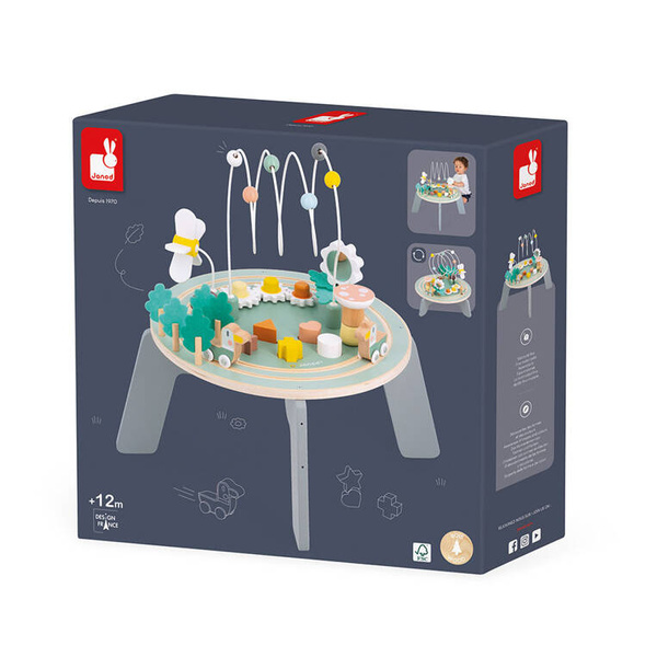 Stolik edukacyjny drewniany Ogród - zabawka wielofunkcyjna 12 m+, Janod