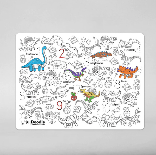 Mata Silikonowa Duża do Kolorowania A3 - Dinozaury, 3 lata+, HeyDoodle