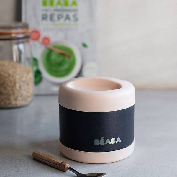 Pojemnik - termos obiadowy ze stali nierdzewnej z hermetycznym zamknięciem duży 500 ml light pink/night blue, Beaba