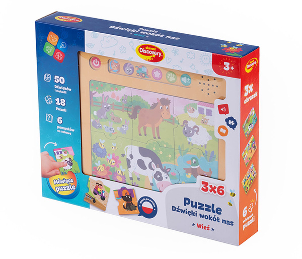 Puzzle edukacyjne dla dzieci - Dźwięki wokół nas, Wieś, 3 lata+, Dumel