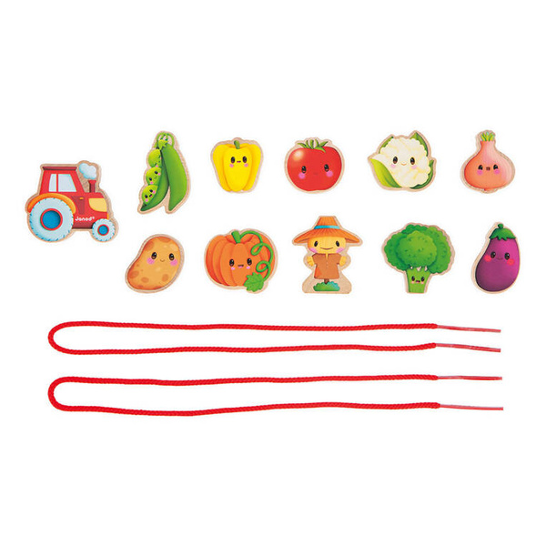 Nawlekanka z drewnianymi warzywami Farma dla dzieci 2 lata+, Janod
