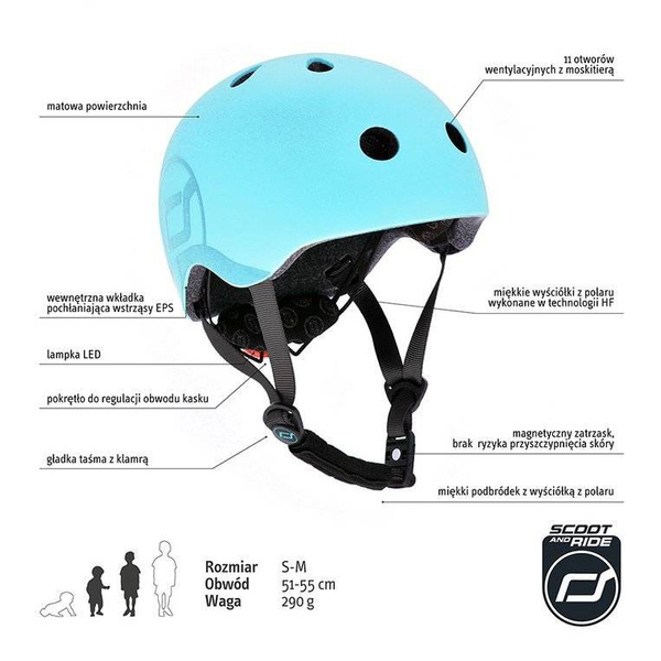 Scoot and Ride Kask dla dzieci 3+ rozm. S-M, kolor: Blueberry