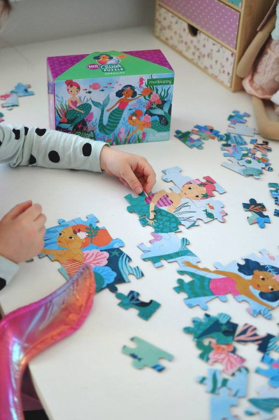 Puzzle z brokatem Syrenki 100 el. 5+, Mudpuppy