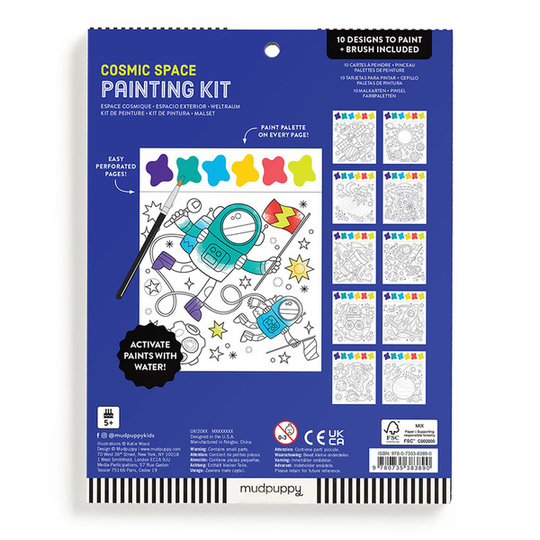 Książeczka do malowania kolorowanka akwarelowa Kosmos, 5 lat+, Mudpuppy