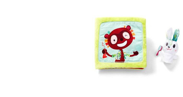 Książeczka z mini-pacynką wielofunkcyjna Królik dentysta 6 m+, Lilliputiens