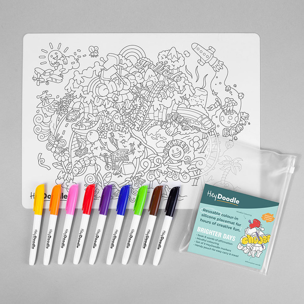 Mata Silikonowa Duża do Kolorowania A3 - Słoneczne Bazgrołki, 3 lata+, HeyDoodle