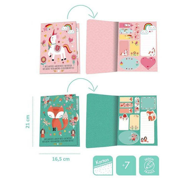 Notes z samoprzylepnymi karteczkami jednorożec/lis dla dzieci 7 lat+, Janod