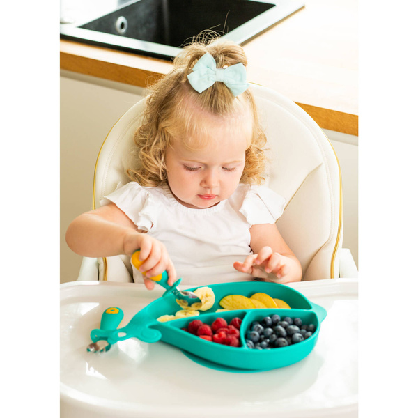 Zestaw Wieloryb - Talerz + sztućce Morski, Giligums