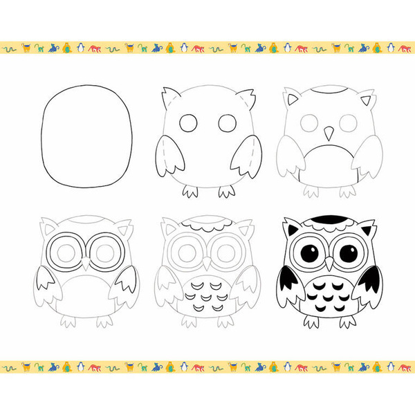 Zestaw kreatywny Rysowanie krok po kroku Zwierzęta 6+, Janod