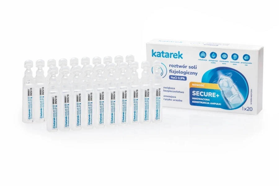 Sól fizjologiczna ampułki Katarek Secure+ 20x5ml - wygodna pielęgnacja