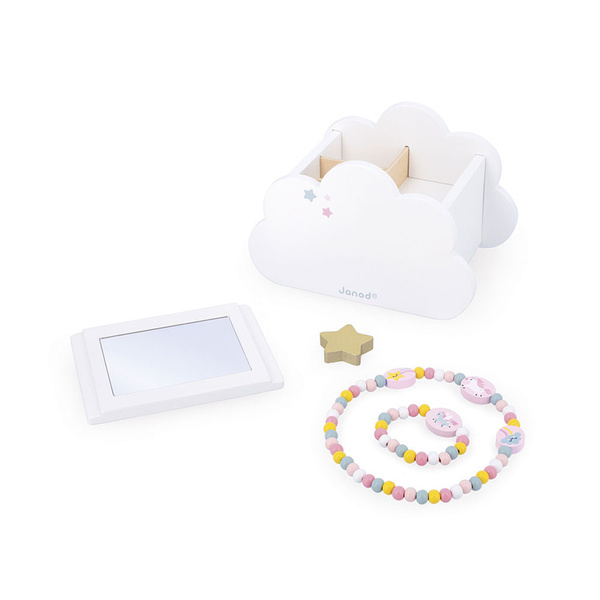 Szkatułka na biżuterię z lusterkiem, naszyjnikiem dla dziewczynki, 3+, Janod