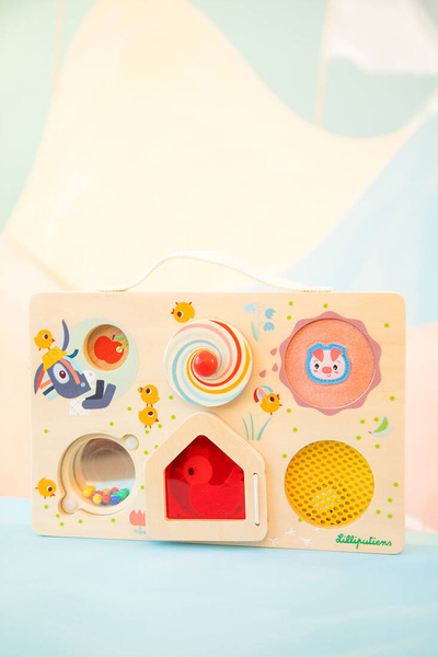 Drewniana tablica manipulacyjna, walizka Farma dla dzieci 12 m+, Lilliputiens