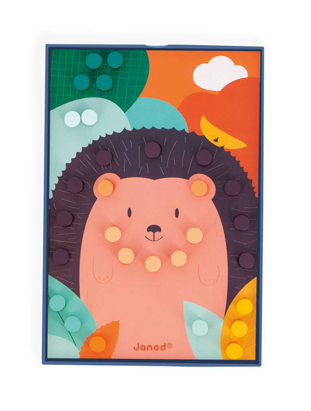 Układanka drewniana mozaika Zwierzątka - zabawka kreatywna 3 lata+, Janod