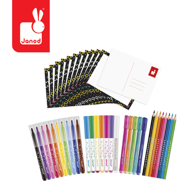 Zestaw kreatywny - Przybory do kolorowania, kredki, flamastry, 3 lata+, Janod