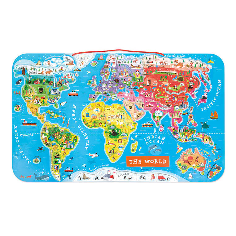 Puzzle magnetyczne Mapa świata Janod – edukacyjne puzzle magnetyczne