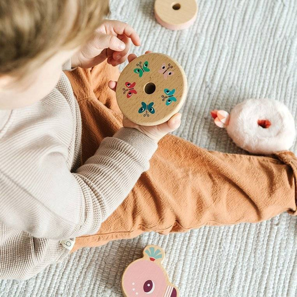 Drewniana układanka piramida z miękkimi elementami Flaming Anaïs 12 m+, Lilliputiens