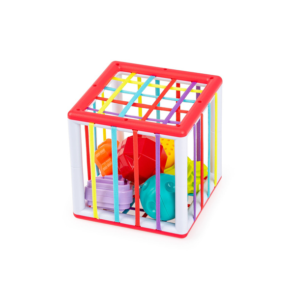 Zabawki sensoryczne-  Kostka Pełna Kształtów dla dzieci 6m+, TuliFun, Dumel