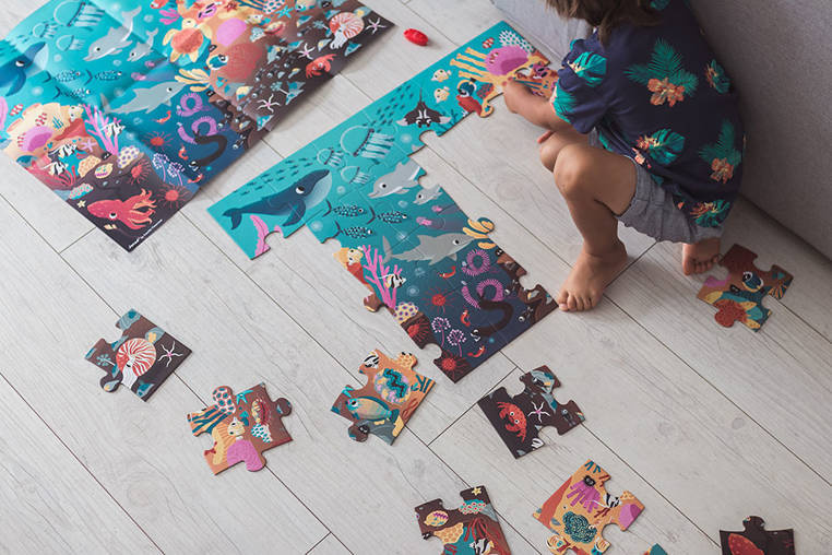 Puzzle edukacyjne UV Ocean Janod – oceaniczny błękit, podwodny motyw