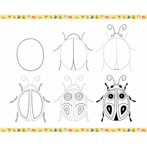 Zestaw kreatywny Rysowanie krok po kroku Zwierzęta 6+, Janod
