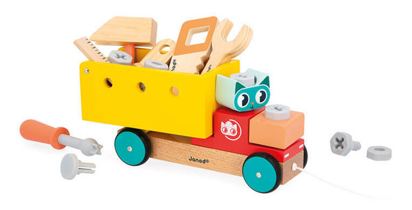 Samochód - Ciężarówka do składania do ciągnięcia Brico Kids 2 lata+, Janod