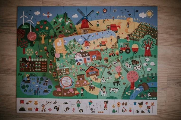 Puzzle obserwacyjne w walizce Farma 24 elementy 3+ Made in France, Janod