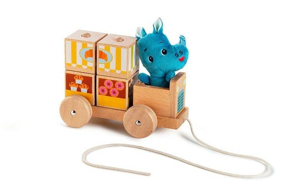 Zabawki drewniane - foodtruck z klockami Nosorożec Marius 12m+ Lilliputiens  ***OUTLET***